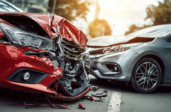 Two cars smashed after an accident